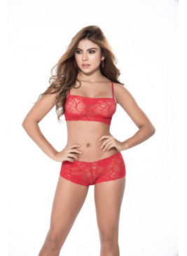 Ensemble culotte et haut en dentelle Rouge 206RD Volume 2